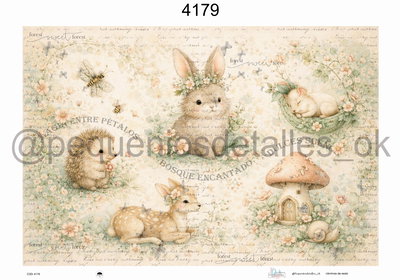 Lámina de Seda 50x70 cm en papel de seda – Diseño Bosque encantado