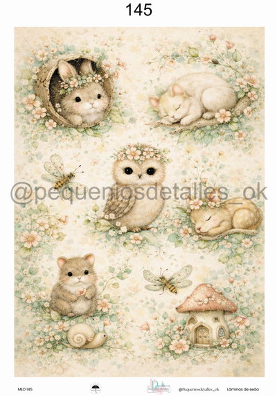 Lámina de Seda 35x50 cm en papel de seda – Diseño jardin encantado