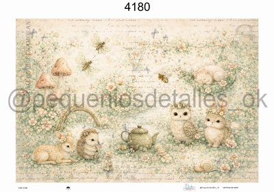 Lámina de Seda 50x70 cm en papel de seda – Diseño Bosque encantado