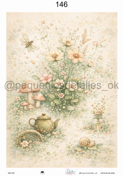 Lámina de Seda 35x50 cm en papel de seda – Diseño jardin encantado