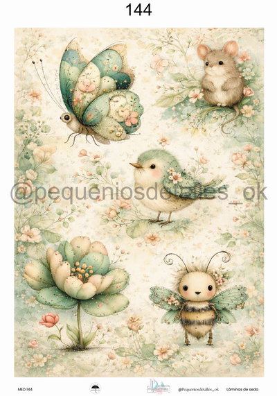 Lámina de Seda 35x50 cm en papel de seda – Diseño jardin encantado