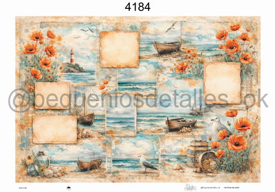 Lámina de Seda 50x70 cm en papel de seda – Diseño marino