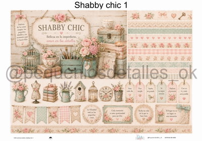 Lámina de Seda 50x70 cm en papel de seda – Diseño shabby chic