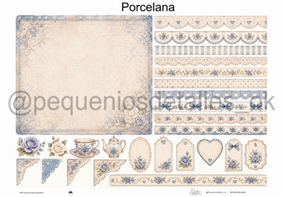 Lámina de Seda 50x70 cm en papel de seda – Diseño porcelana