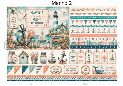 Lámina de Seda 50x70 cm en papel de seda – Diseño marino