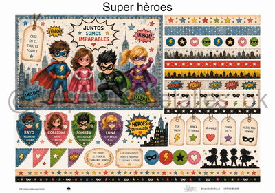 Lámina de Seda 50x70 cm en papel de seda – Diseño super hèroes