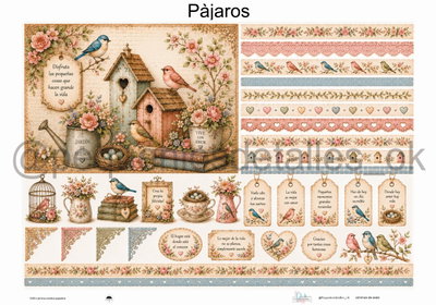 Lámina de Seda 50x70 cm en papel de seda – Diseño pajaritos