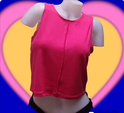 Crop Top Cuello Redondo Costuras