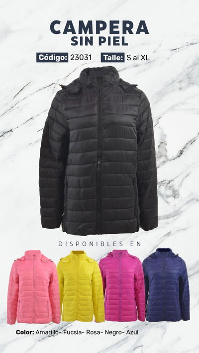 Campera Inflable Sin Piel Capucha Desmontable