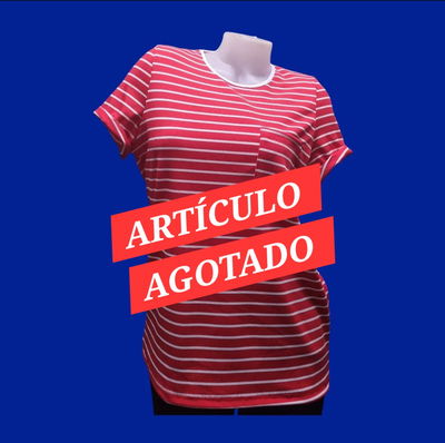 Remera Rayas Con Bolsillo Cuello Redondo 