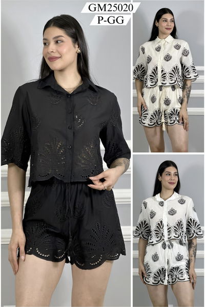 Conjunto Bordado de Short y Camisa 