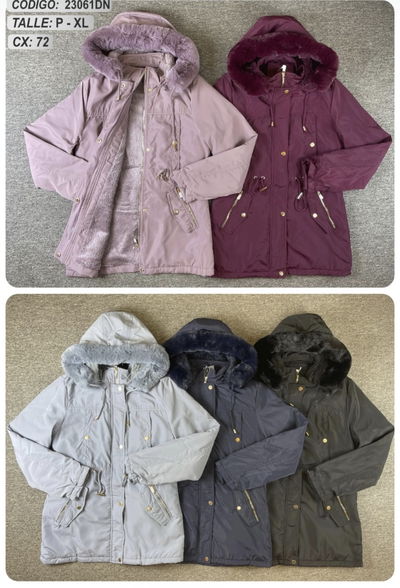 Parka con Capucha Con Piel 