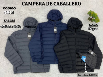 Campera de Hombre Relleno de Pluma con Piel