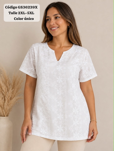 Blusa Bordada Detalle Cuello GS36239 X