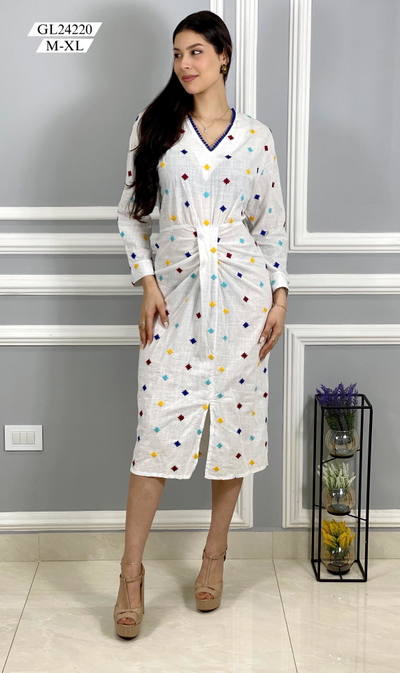 Vestido Bordado Nudo GL24220