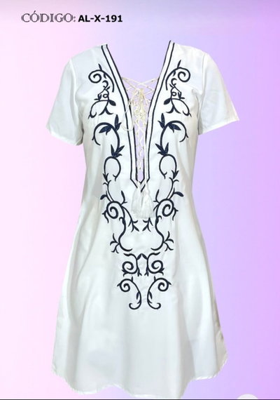 Vestido Bordado Manga Corta ALX-191