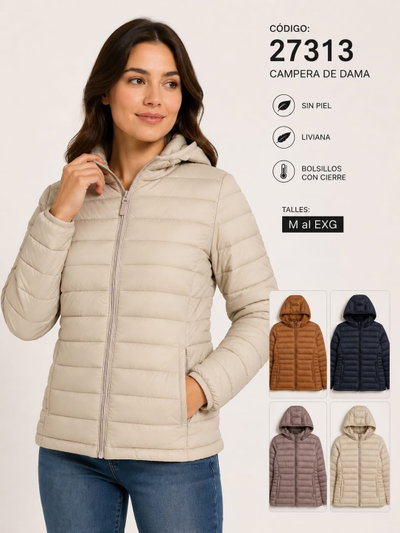 Campera Liviana Sin Piel Bolsillos Cierre
