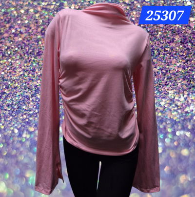 Remera Cuello Alto Frunces Laterales 