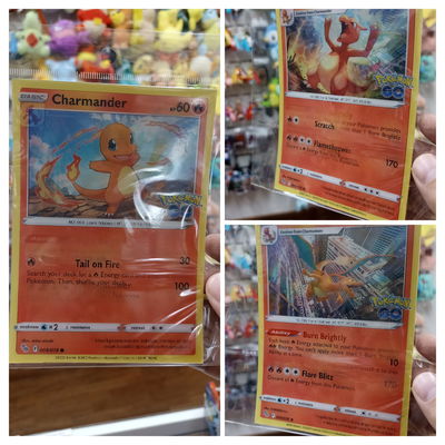 Carta TCG Charmander Charmeleon y Charizard Sticker 3D Pokemon