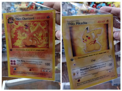 Carta TCG Pikachu y Charizard Sticker 3D Pokemon