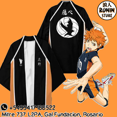 Karasuno Haori / Kimono Ilustrado talle único Haikyuu