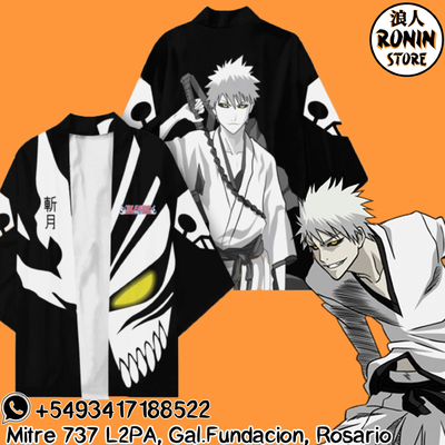 Ichigo hollow Haori / Kimono Ilustrado talle único Bleach