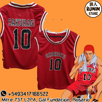 Hanamichi Sakuragi Remera camiseta Shohoku N10 Roja Slam Dunk Varios talles