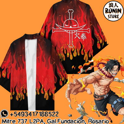 Ace Haori / Kimono Ilustrado talle único One Piece