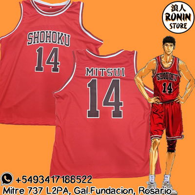 Hisashi Mitsui Remera camiseta Shohoku N14 Roja Slam Dunk Varios talles