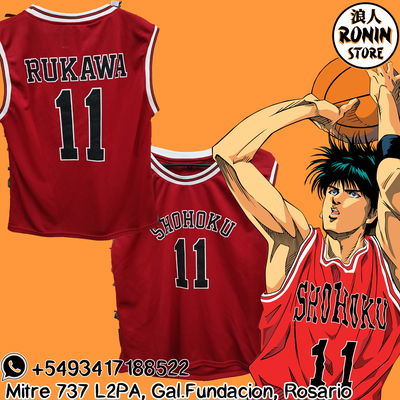 Rukawa Remera camiseta Shohoku N11 Roja Slam Dunk Varios talles