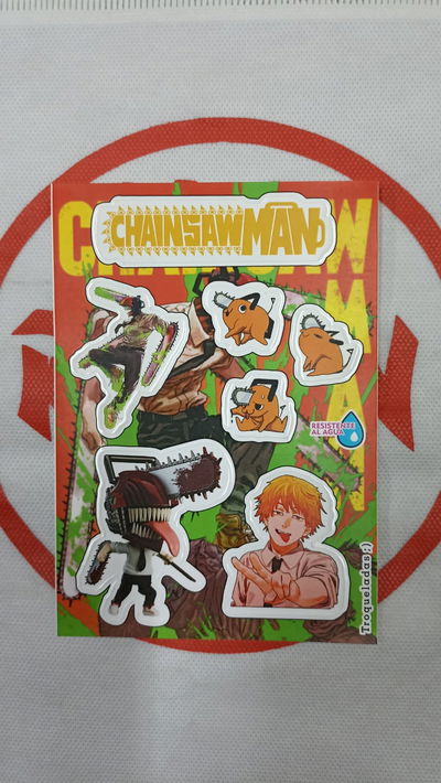 Chainsaw Man Plancha de Stickers troqueladas - Resistente al Agua - Ideal Termos