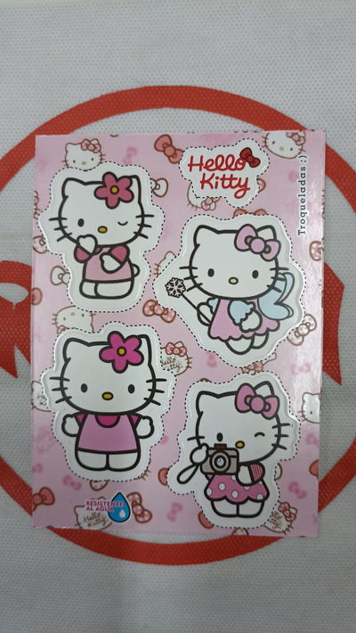 Kitty Sanrio Plancha de Stickers troqueladas - Resistente al Agua - Ideal Termos