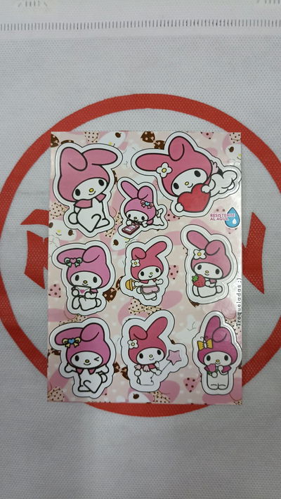 My Melody Sanrio Plancha de Stickers troqueladas - Resistente al Agua - Ideal Termos