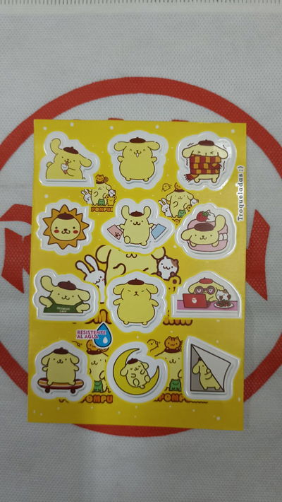 Pompompurin Sanrio Plancha de Stickers troqueladas - Resistente al Agua - Ideal Termos