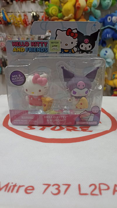 Kitty y Kuromi Figuras Originales en blister Sanrio 