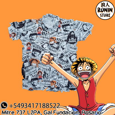 Camisa Wanted luffy Mugiwara One Piece