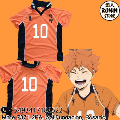 Hinata Remera camiseta Karasuno N10 Naranja Haikyuu Varios talles