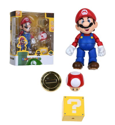 Mario bros Figura articulada 12cm aprox con accesorios - Con Caja