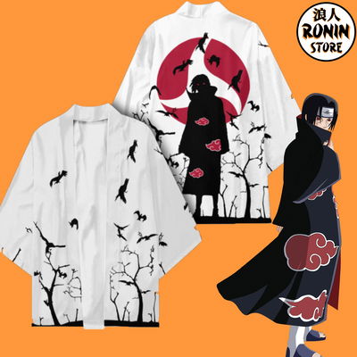 Itachi Blanco Haori / Kimono Ilustrado talle único Naruto