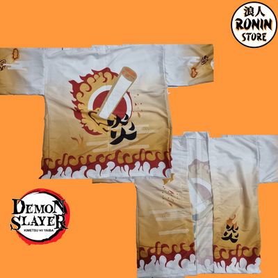 Rengoku Ilustrado Haori / Kimono talle único Kimetsu no Yaiba