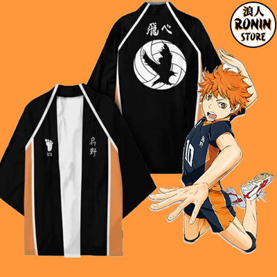 Karasuno Haori / Kimono Ilustrado talle único Haikyuu