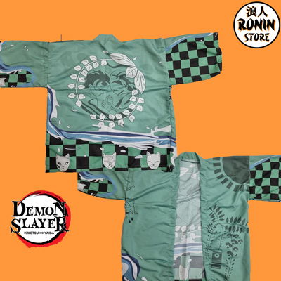 Tanjiro Ilustrado Haori / Kimono talle único Kimetsu no Yaiba - Demon Slayer