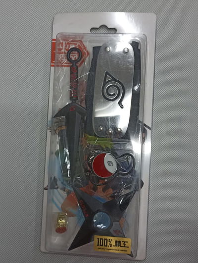 Kit triple accesorios Naruto Daga o Kunai + anillo + shuriken + Colgante Uchiha - Set