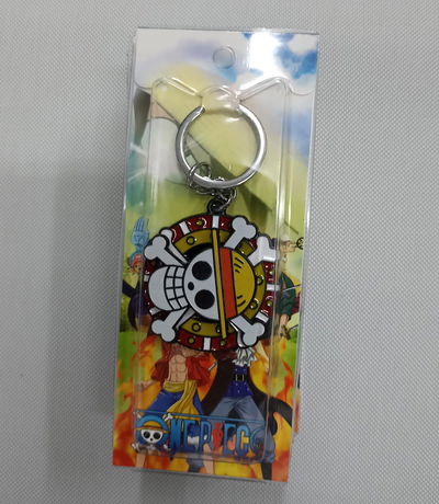 Logo Bandera Piratas de Sobrero de Paja Llavero Antiestrés Metálico Tipo Spinner One Piece