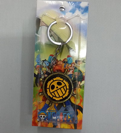 Logo Bandera Piratas del Corazón Llavero Antiestrés Metálico Tipo Spinner One Piece