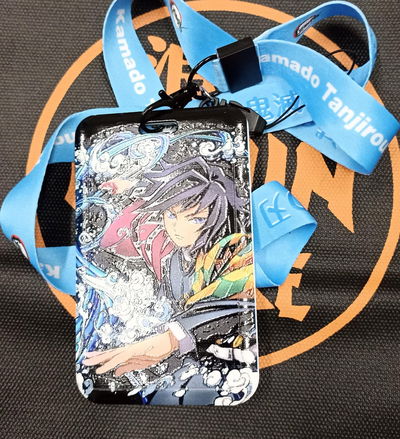 Tomioka 02 Porta Sube kimetsu no Yaiba Demon Slayer - Porta Tarjeta con relieve y correa 