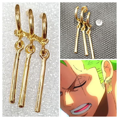 Aros Pasador de Zoro - One Piece - los 3 pendientes en un solo pasador