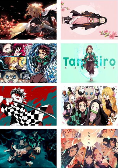 Pack 8 poster de Anime kimetsu no yaiba - Demon Slayer - 29x42cm - A3 - Código P007