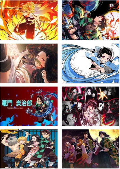 Pack 8 poster de Anime kimetsu no yaiba - Demon Slayer - 29x42cm - A3 - Código P006