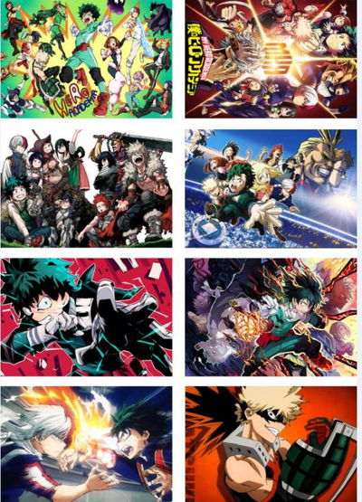 Pack 8 poster de Anime Boku no Hero Academia - My Hero - 29x42cm - A3 - Código P016